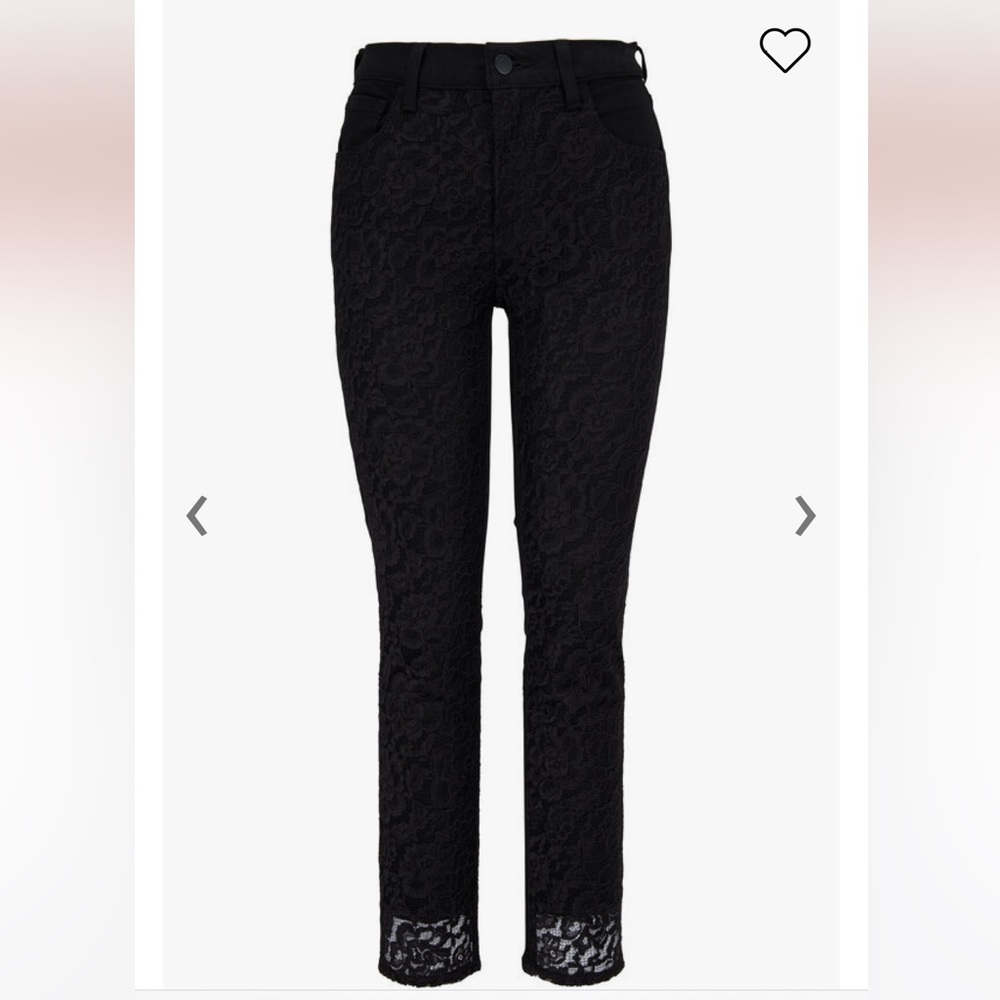 Brand New J BRAND Ruby Black Lace Front High-Rise Crop Jean